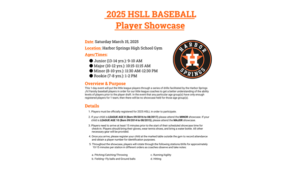 2025 Baseball Players Showcase